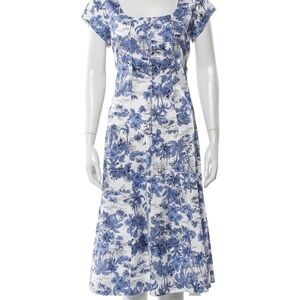 Joie Blue and White Printed Midi Dress
